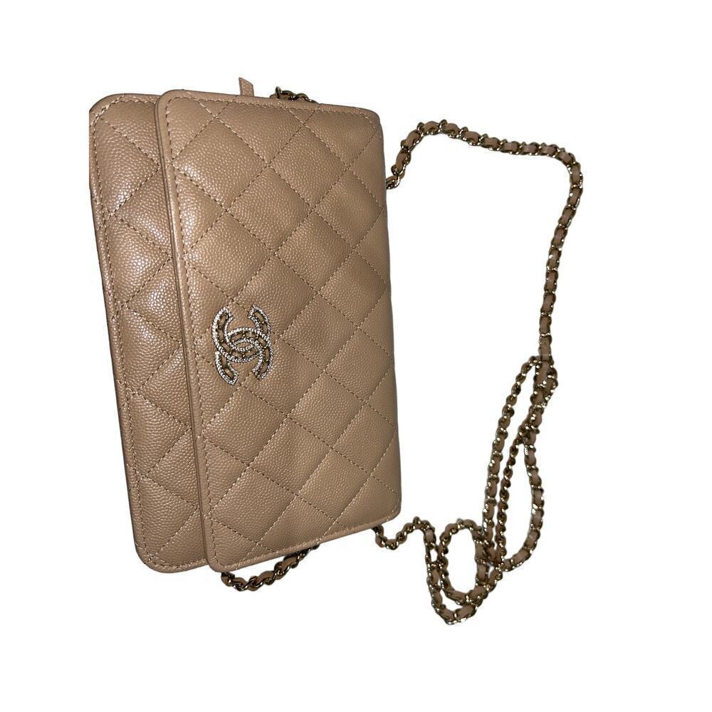 Chanel Wallet on a Chain in Beige Caviar